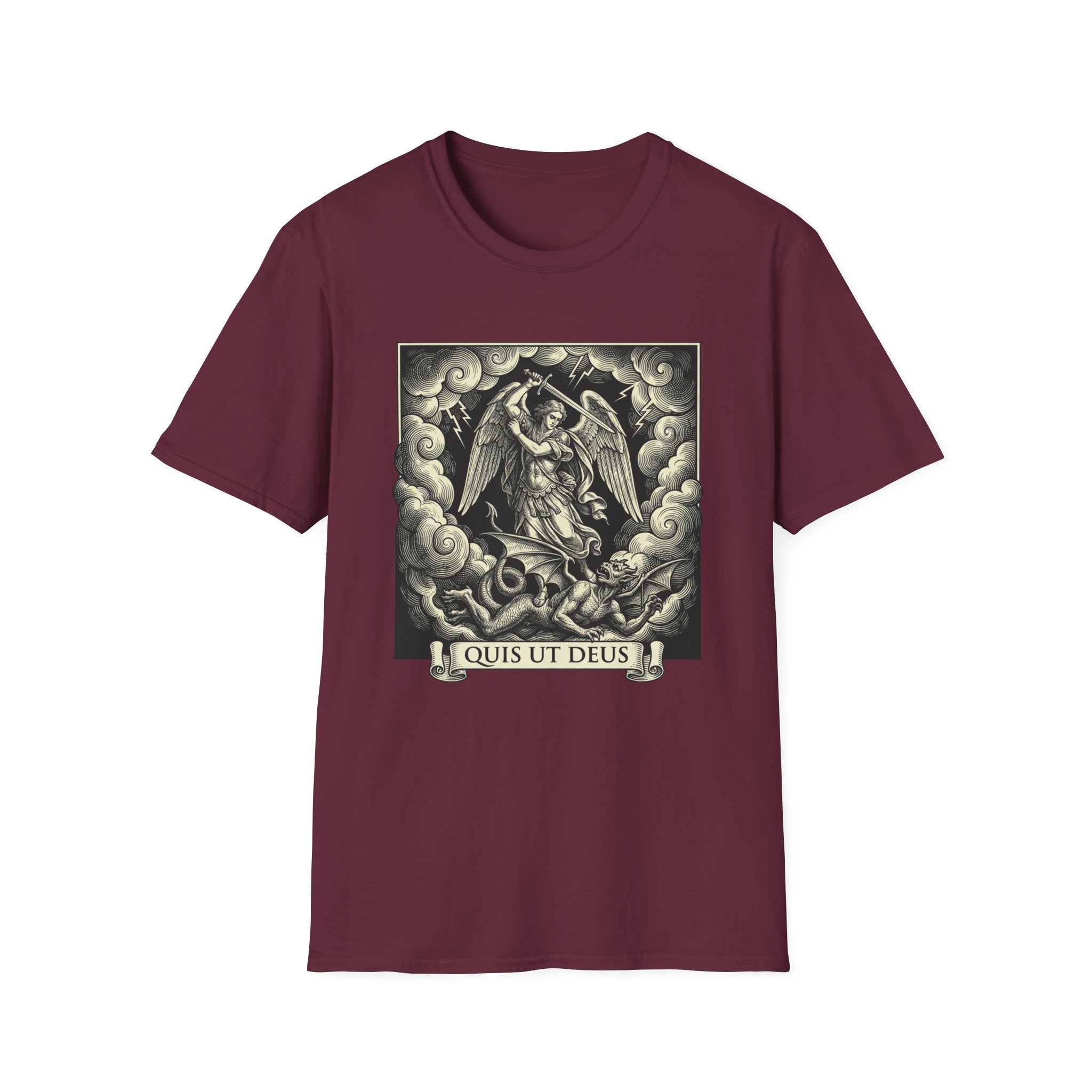 Quis Ut Deus Engraving T-Shirt