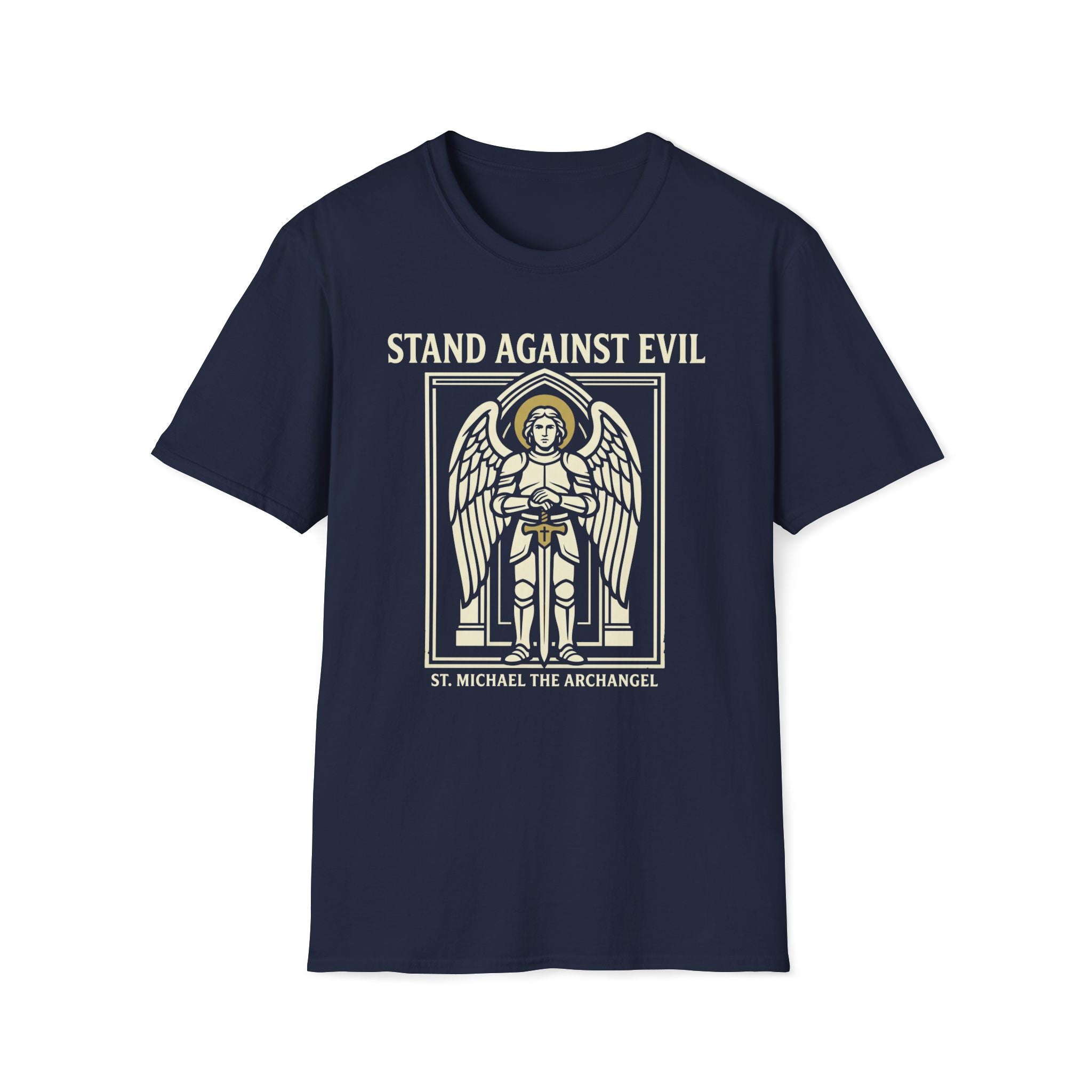 St. Michael Stand Against Evil Gothic Seal T-Shirt