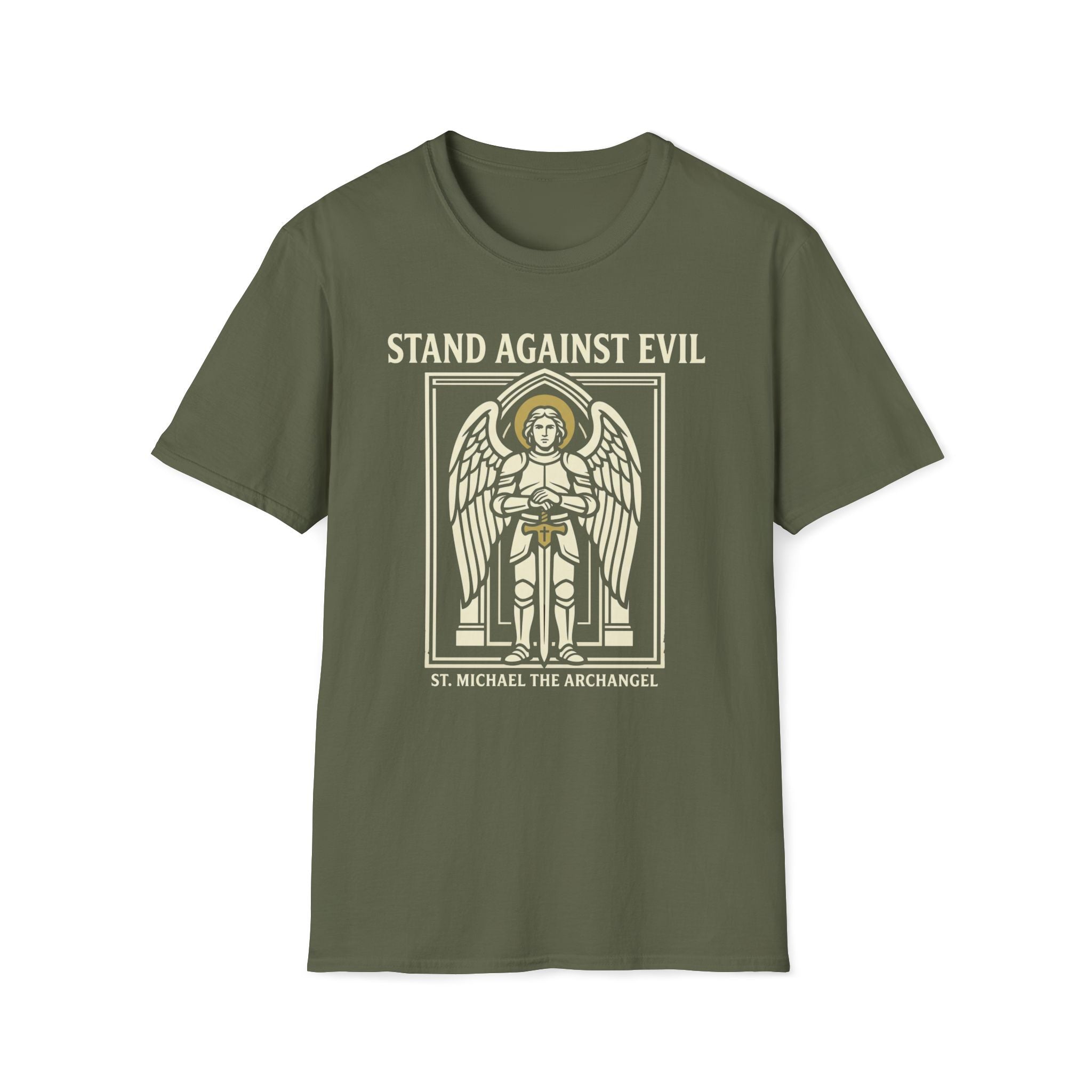 St. Michael Stand Against Evil Gothic Seal T-Shirt