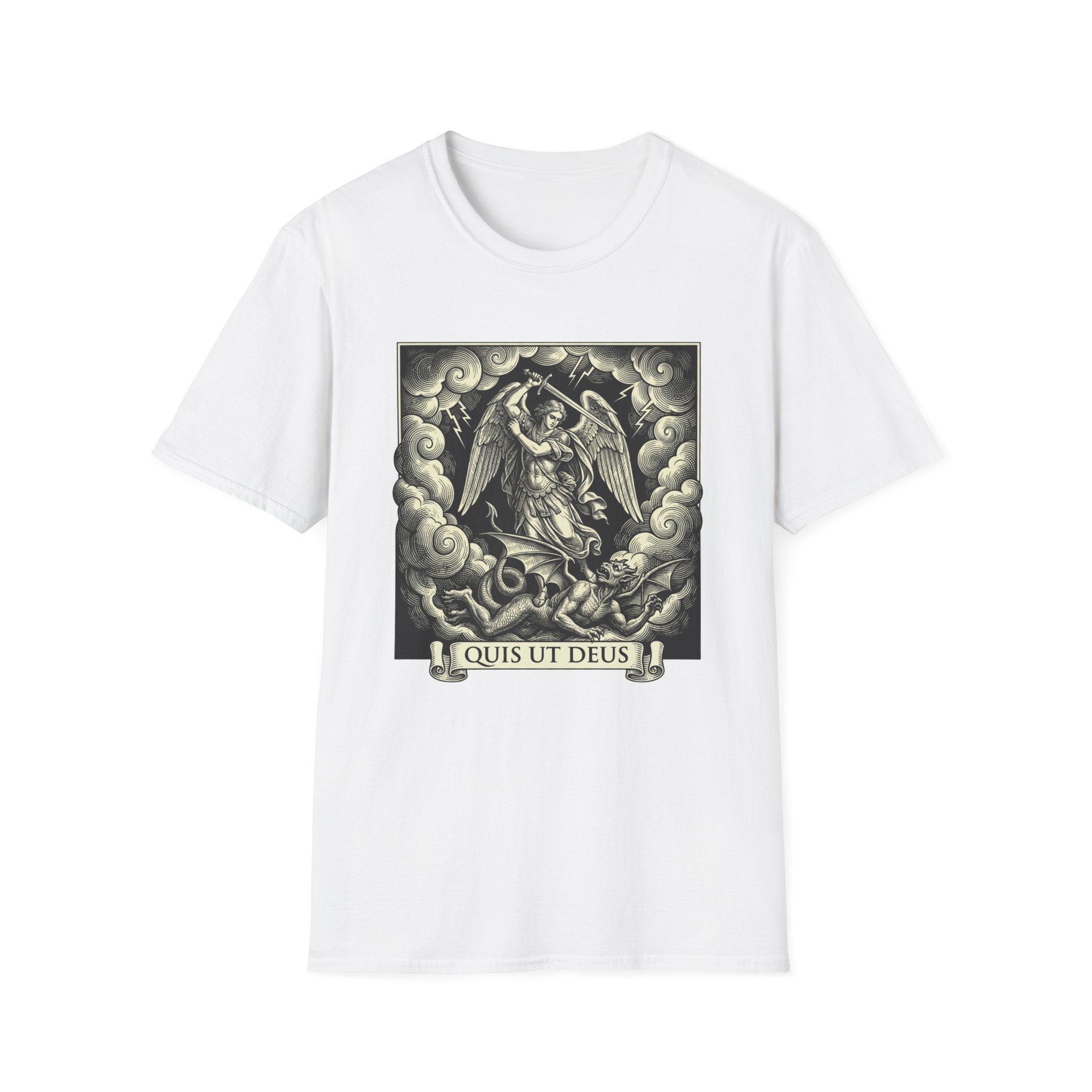 Quis Ut Deus Engraving T-Shirt