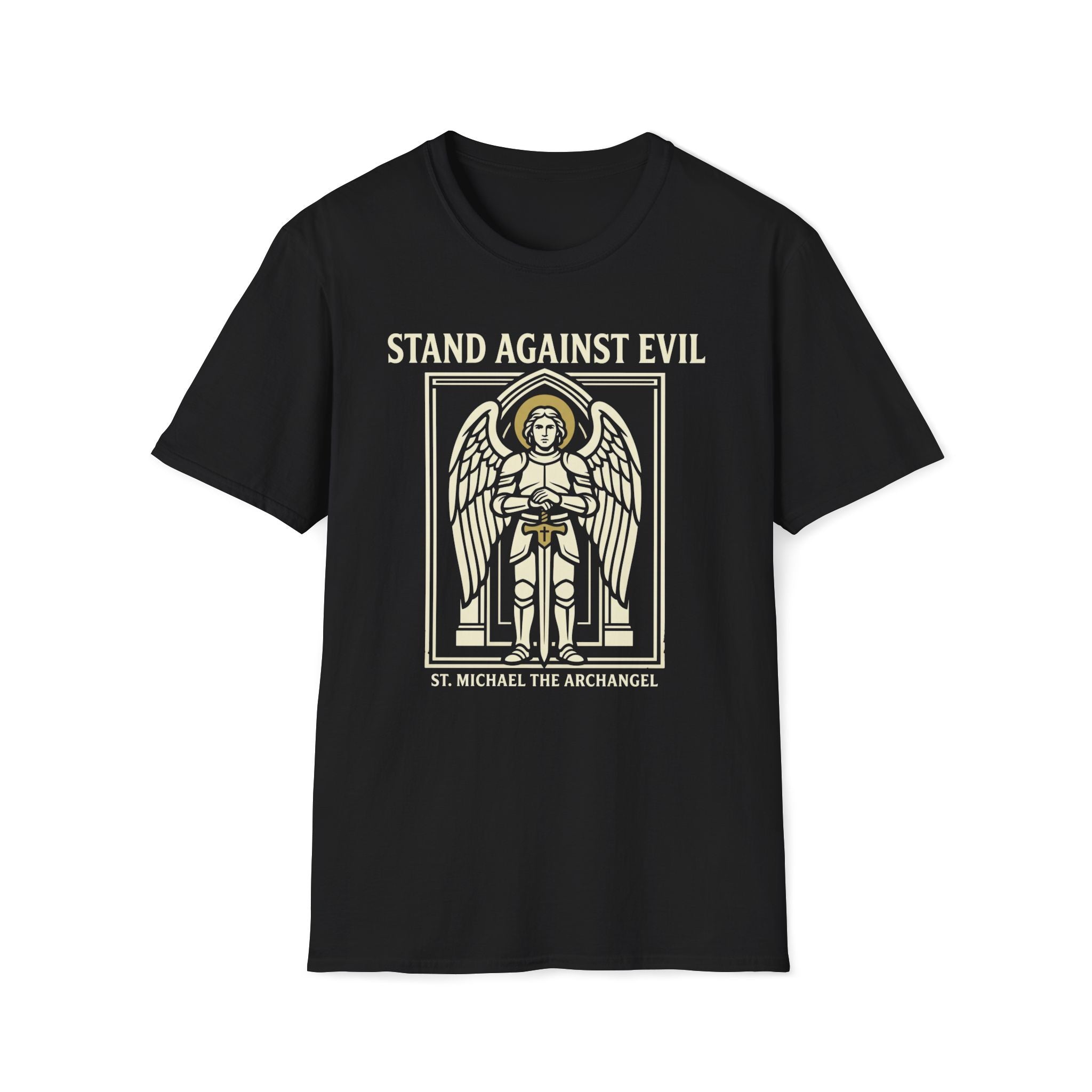St. Michael Stand Against Evil Gothic Seal T-Shirt