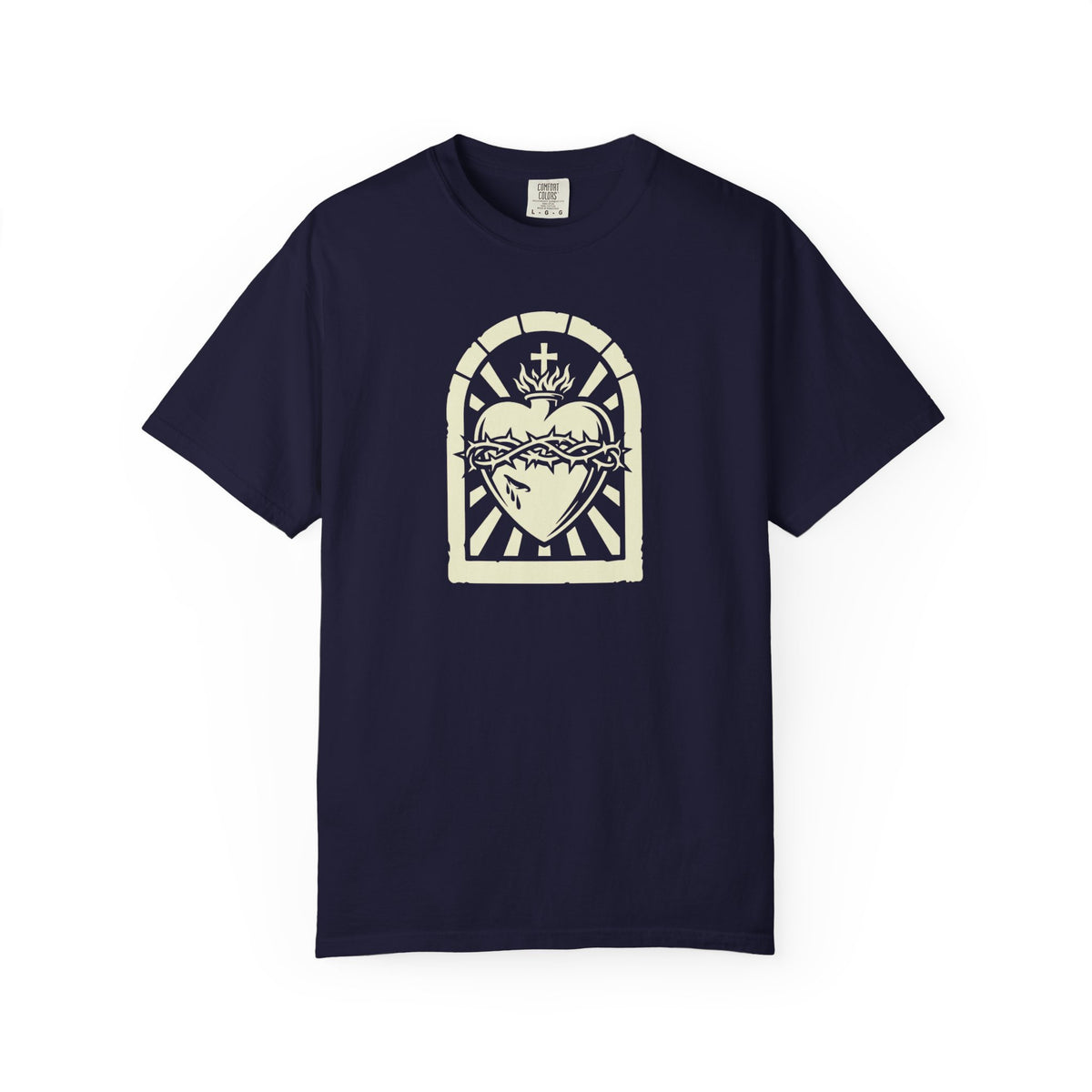 Sacred Heart of Jesus Woodcut Catholic T-Shirt