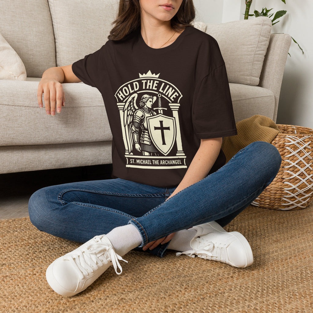 St. Michael Hold the Line Heraldic Shield T-Shirt