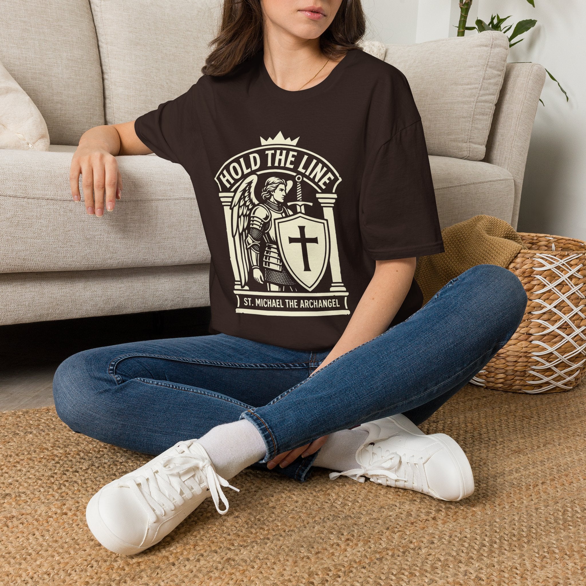 St. Michael Hold the Line Heraldic Shield T-Shirt