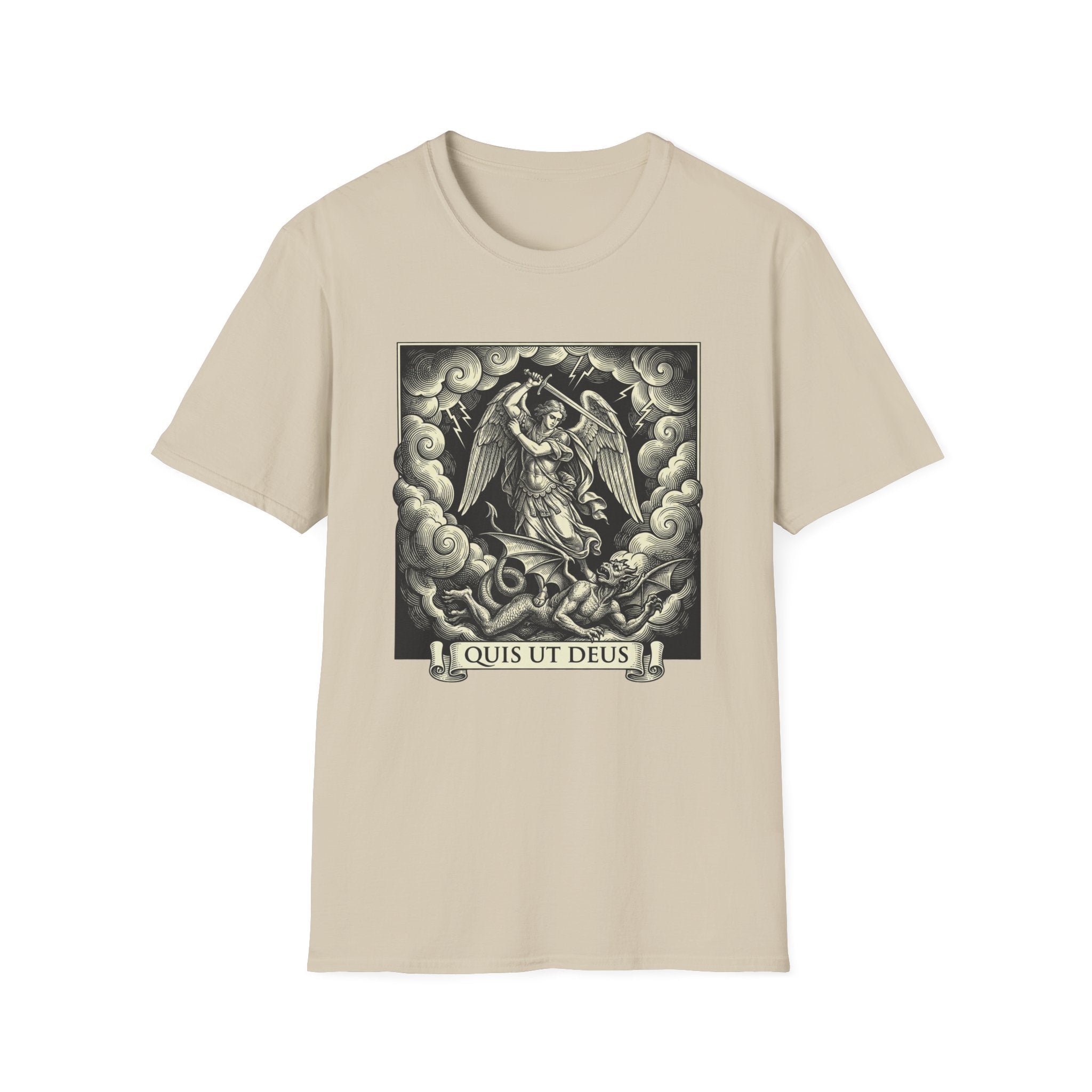 Quis Ut Deus Engraving T-Shirt