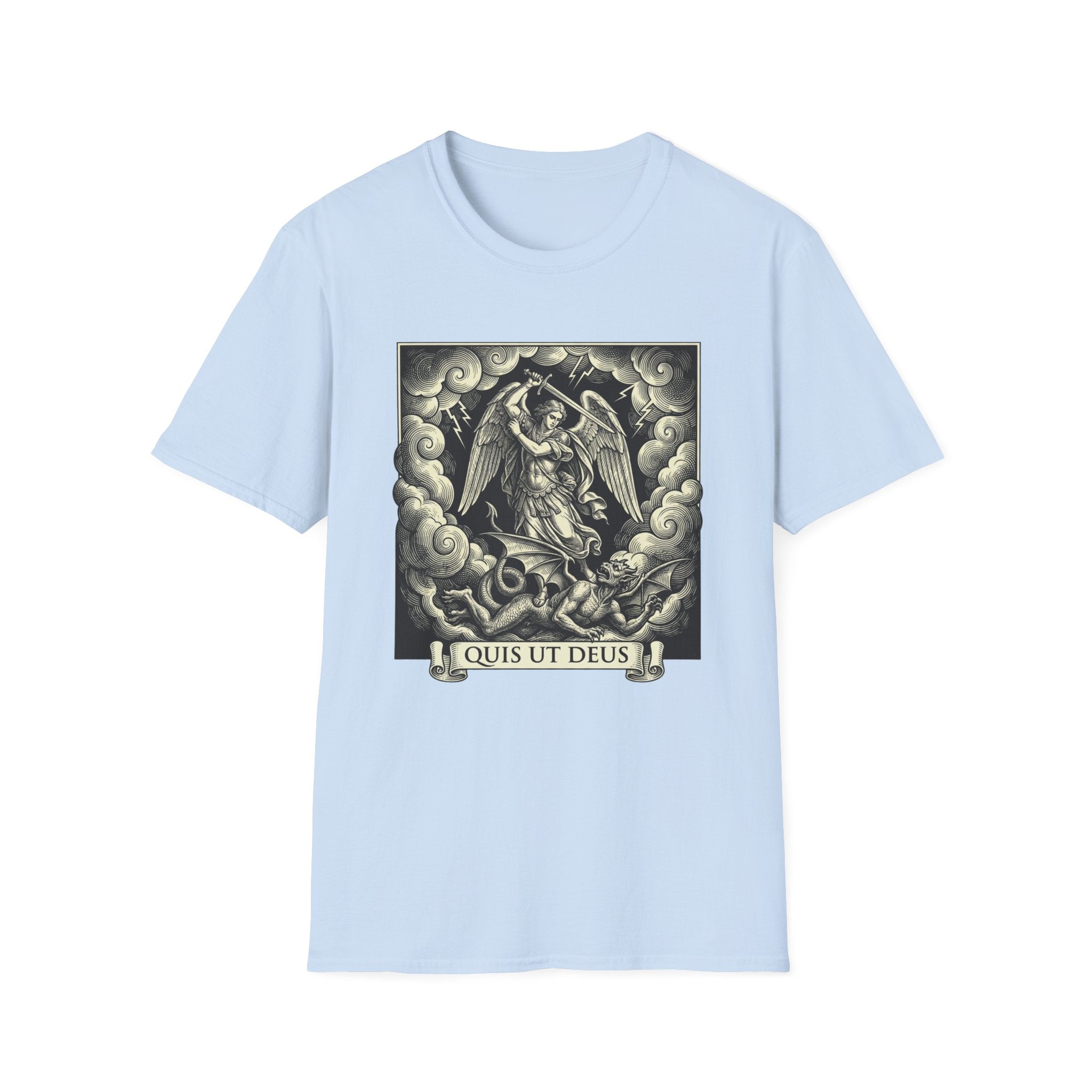 Quis Ut Deus Engraving T-Shirt