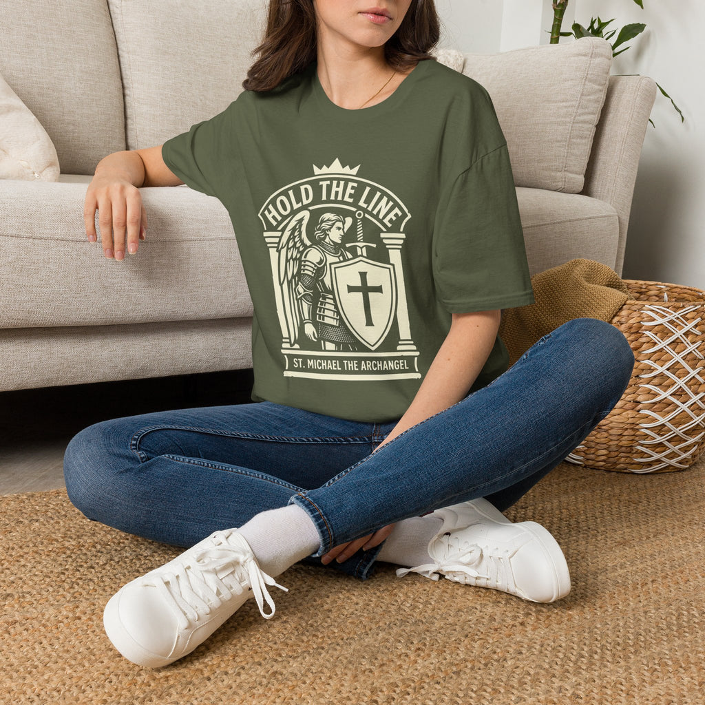 St. Michael Hold the Line Heraldic Shield T-Shirt