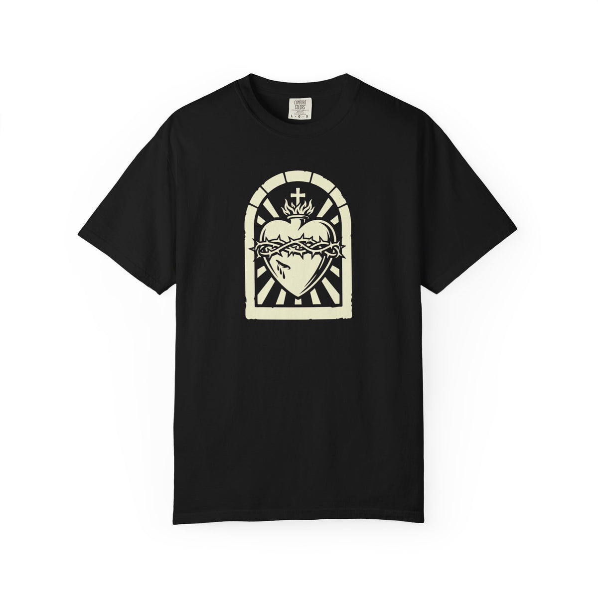 Sacred Heart of Jesus Woodcut Catholic T-Shirt