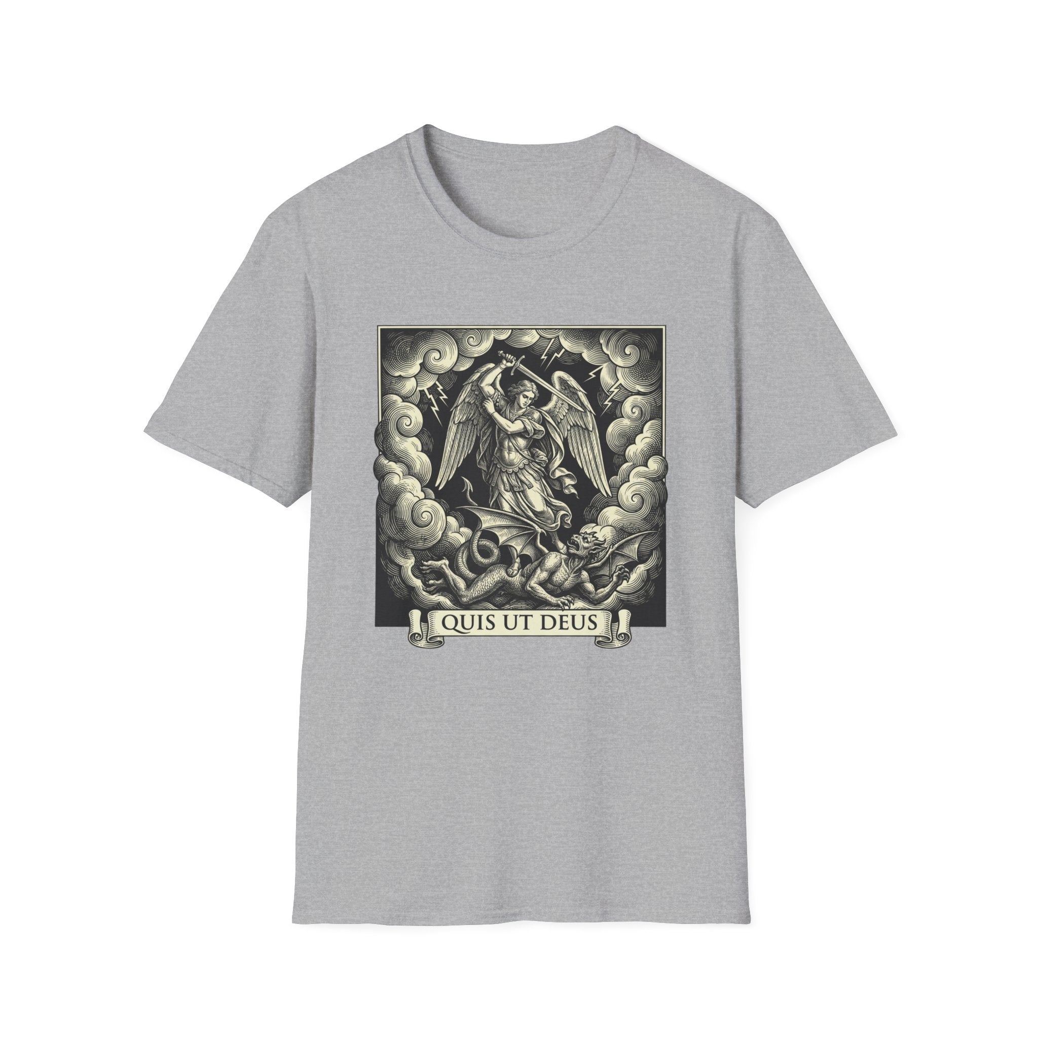 Quis Ut Deus Engraving T-Shirt