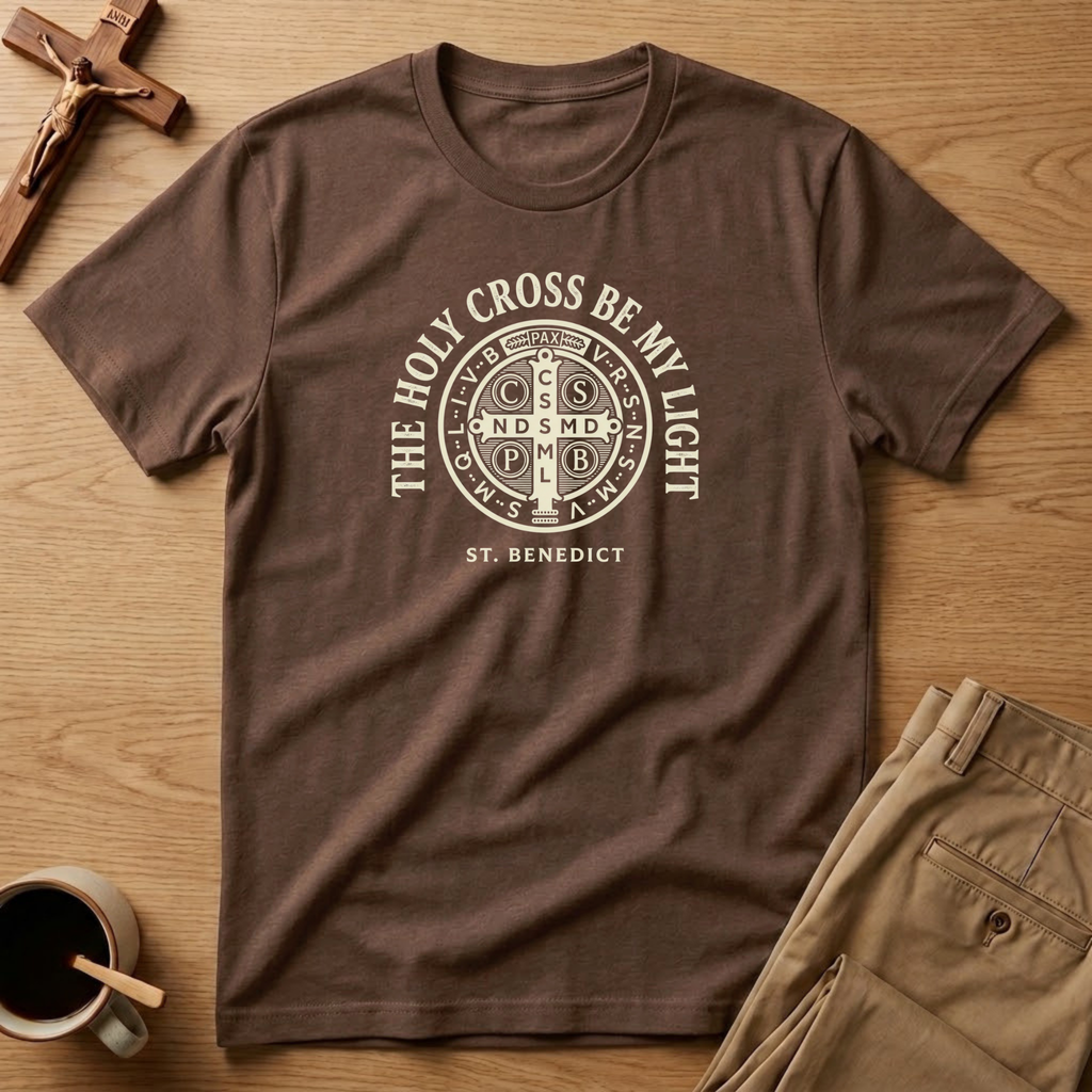 St. Benedict Peace Holy Cross Be My Light T-Shirt
