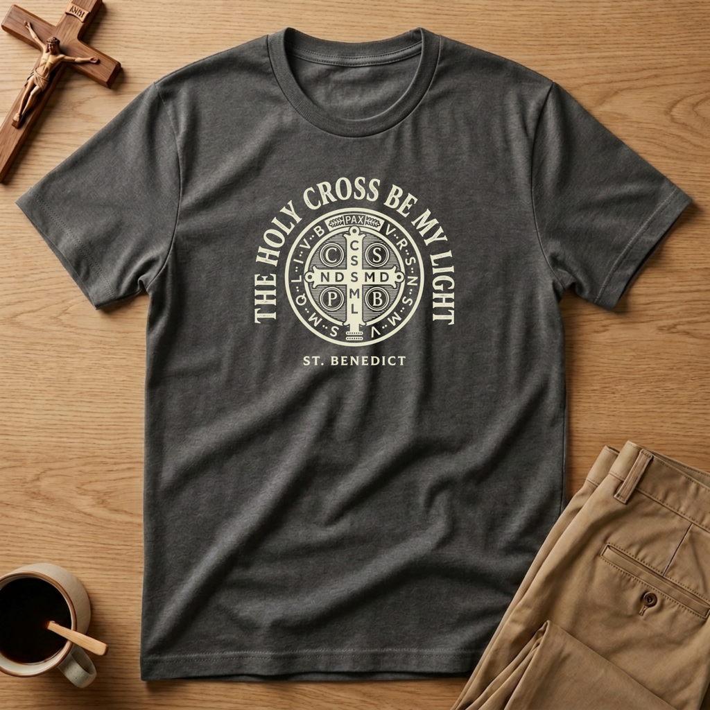 St. Benedict Peace Holy Cross Be My Light T-Shirt