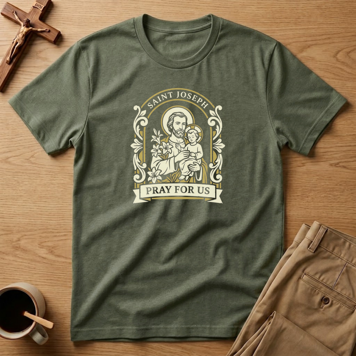 St. Joseph Father and Child Heritage Badge T-Shirt