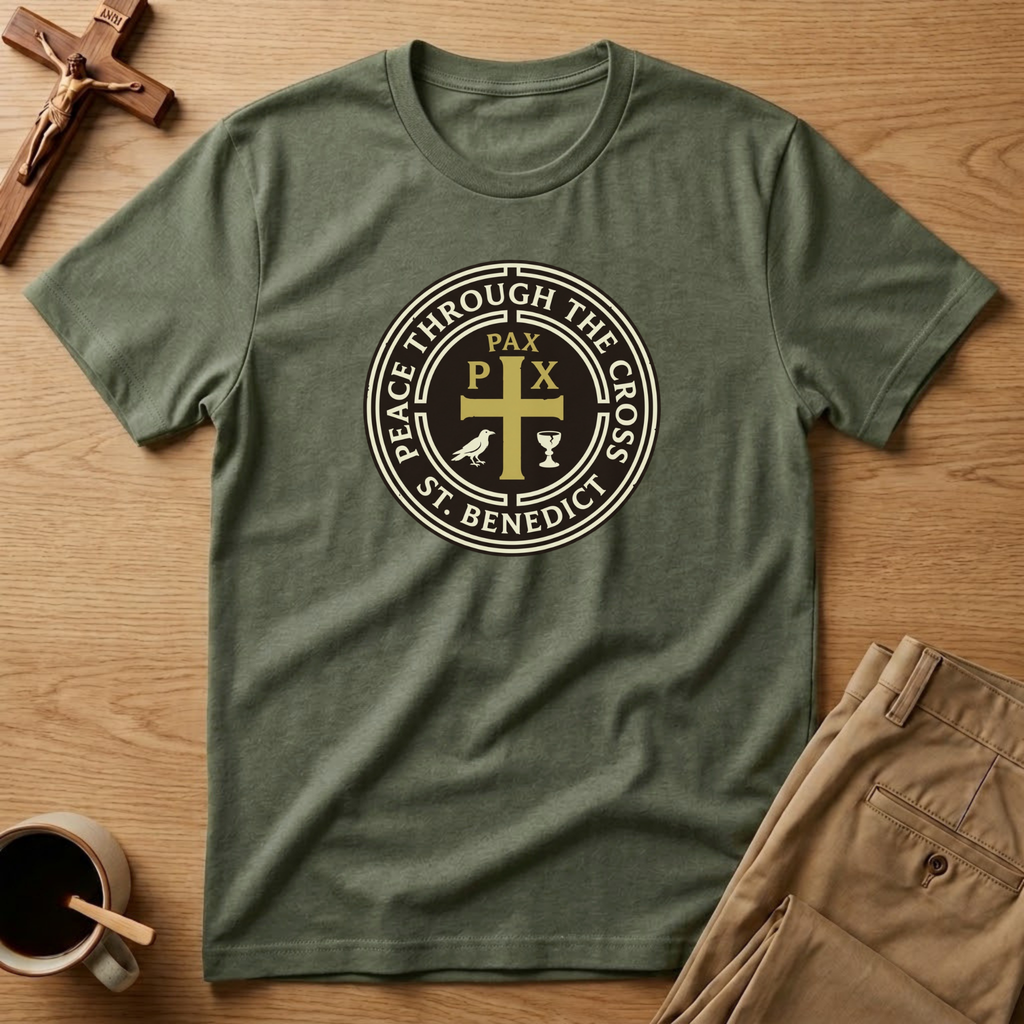 St. Benedict Peace Through the Cross Seal T-Shirt