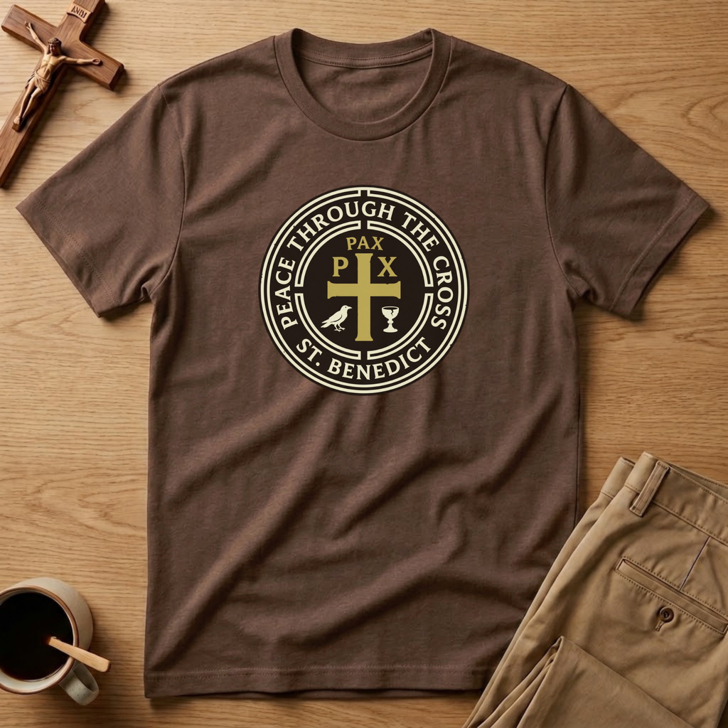 St. Benedict Peace Through the Cross Seal T-Shirt