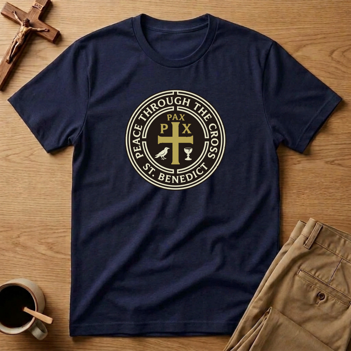 St. Benedict Peace Through the Cross Seal T-Shirt