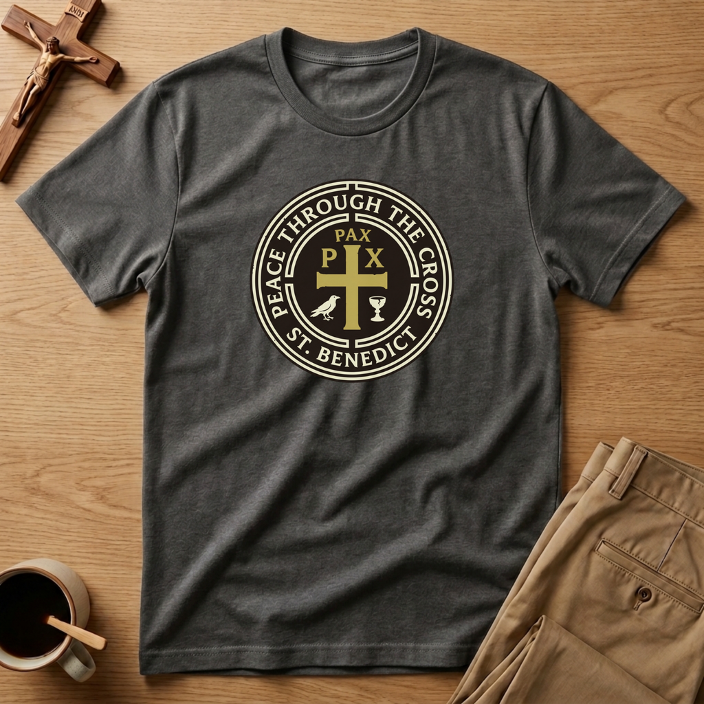 St. Benedict Peace Through the Cross Seal T-Shirt