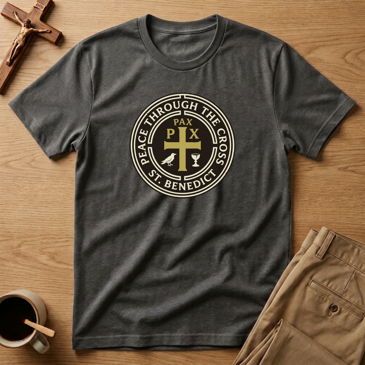 St. Benedict Peace Through the Cross Seal T-Shirt