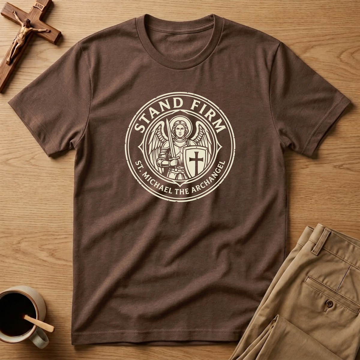 St. Michael Stand Firm Medieval Defender Seal T-Shirt