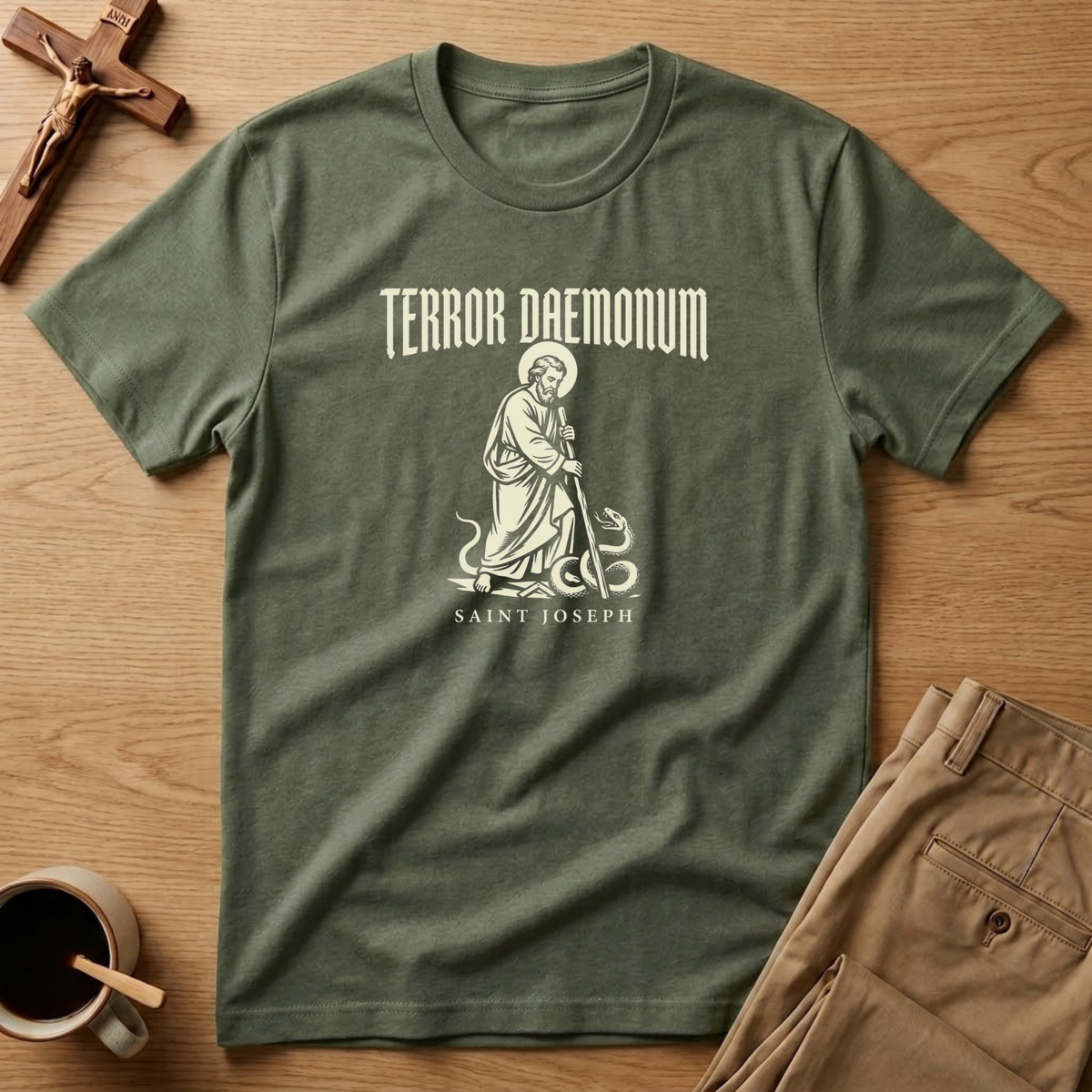 St. Joseph Terror of Demons Heritage Woodcut T-Shirt