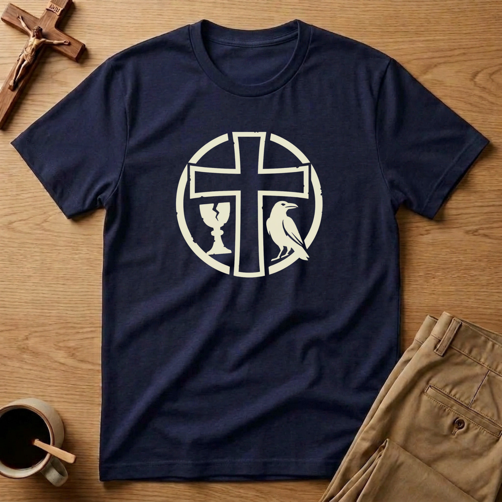 St. Benedict Fortress Cross Chalice & Raven T-Shirt