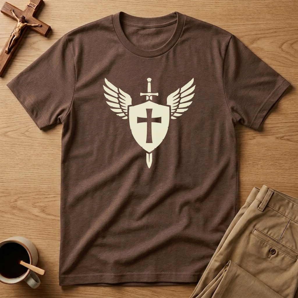 St. Michael Winged Guardian Shield Catholic T-Shirt