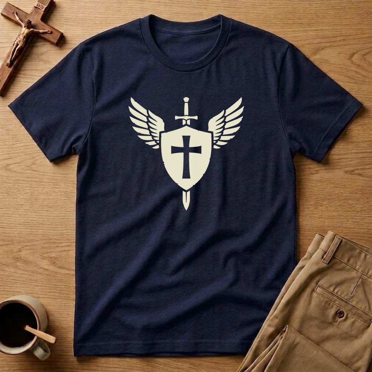 St. Michael Winged Guardian Shield Catholic T-Shirt