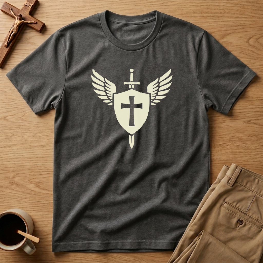 St. Michael Winged Guardian Shield Catholic T-Shirt