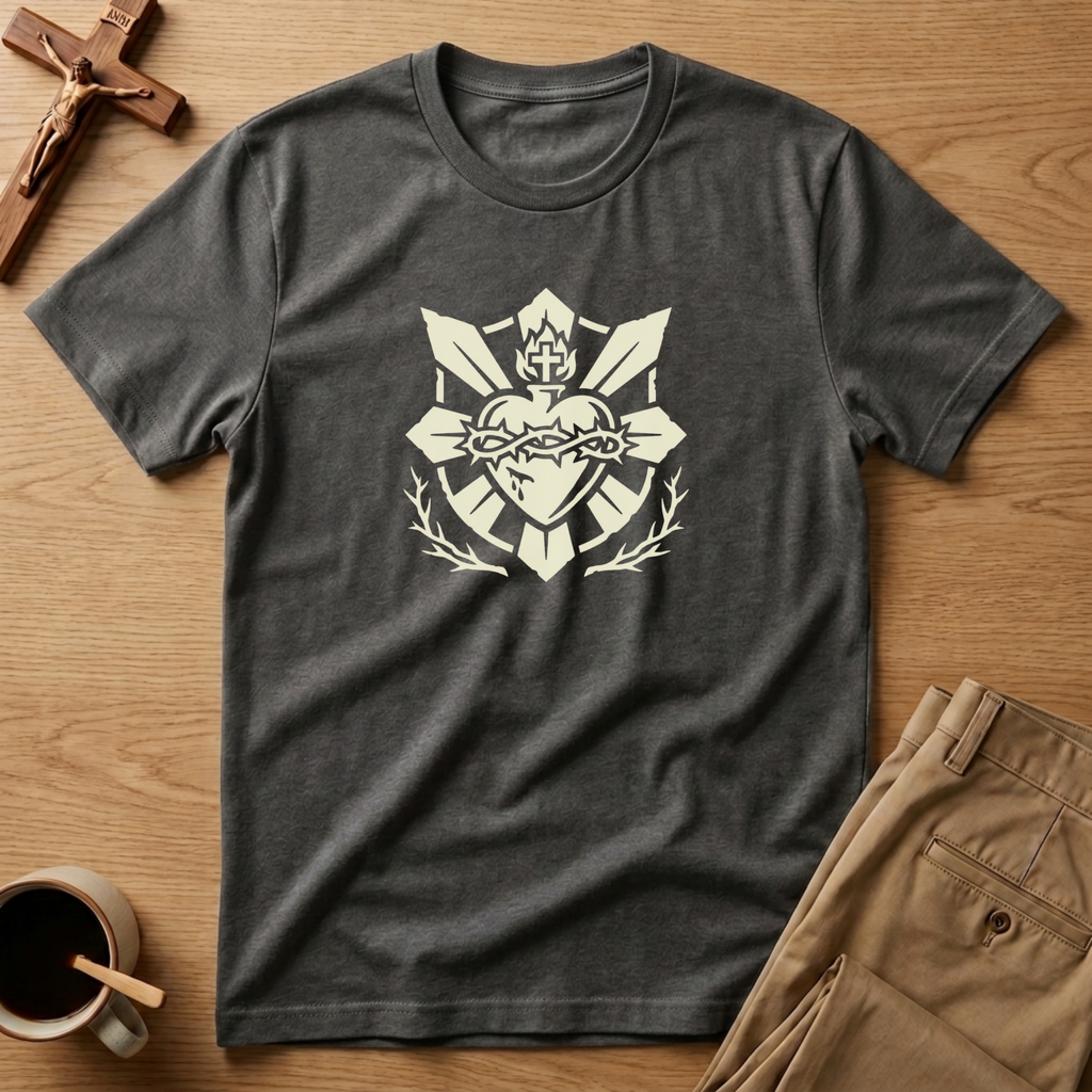 Sacred Heart Heraldic Crest Catholic T-Shirt