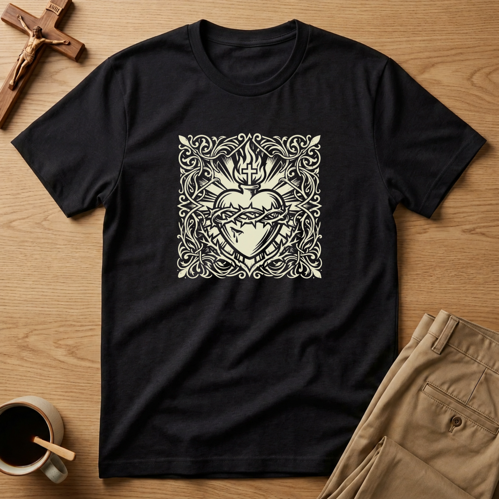Sacred Heart Crown of Thorns Catholic T-Shirt
