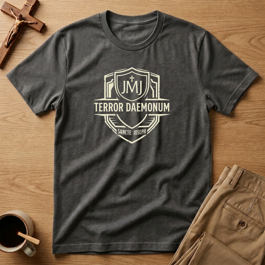St. Joseph Terror Daemonum JMJ Shield Catholic T-Shirt