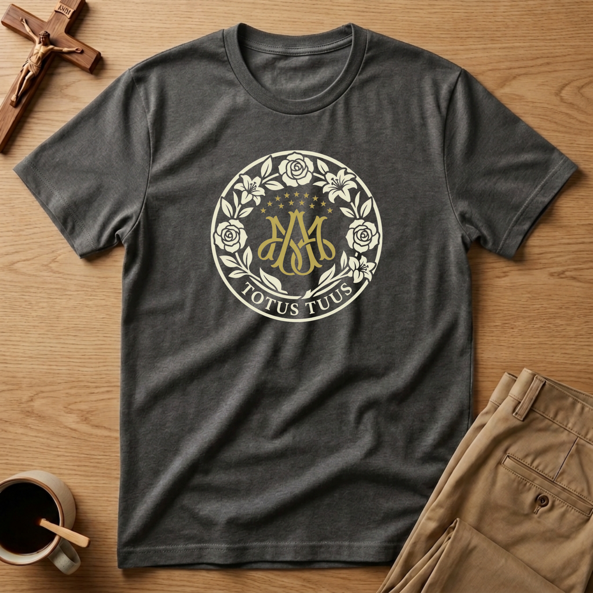 Totus Tuus Marian Monogram Catholic T-Shirt