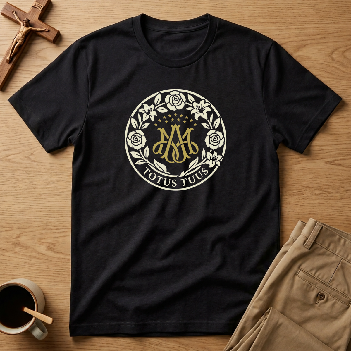 Totus Tuus Marian Monogram Catholic T-Shirt