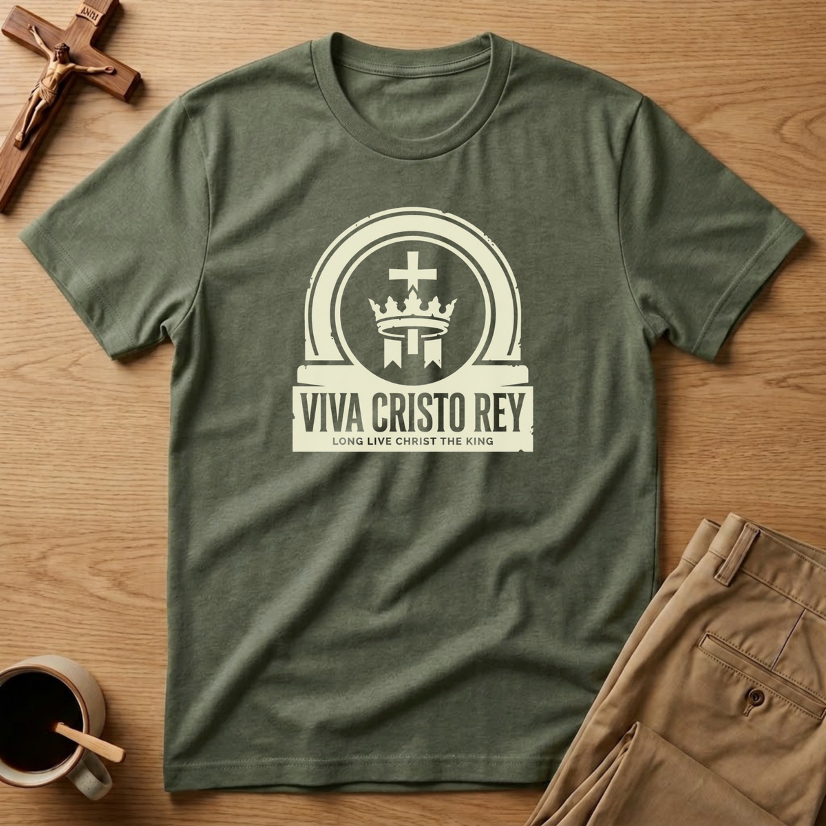 Christ the King Crowned Banner Emblem T-Shirt