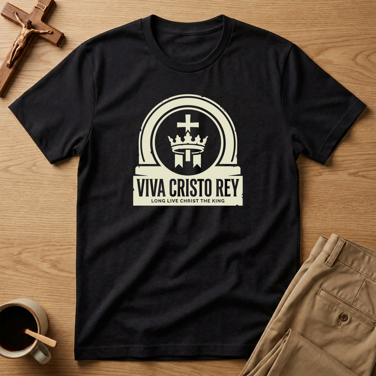 Christ the King Crowned Banner Emblem T-Shirt