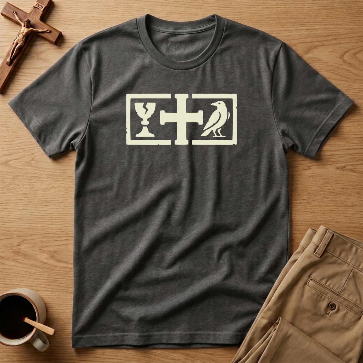 St. Benedict Monastic Cross Chalice & Raven T-Shirt
