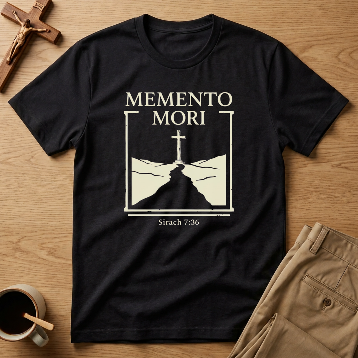 Memento Mori Remember Death Sirach 7:36 Catholic T-Shirt