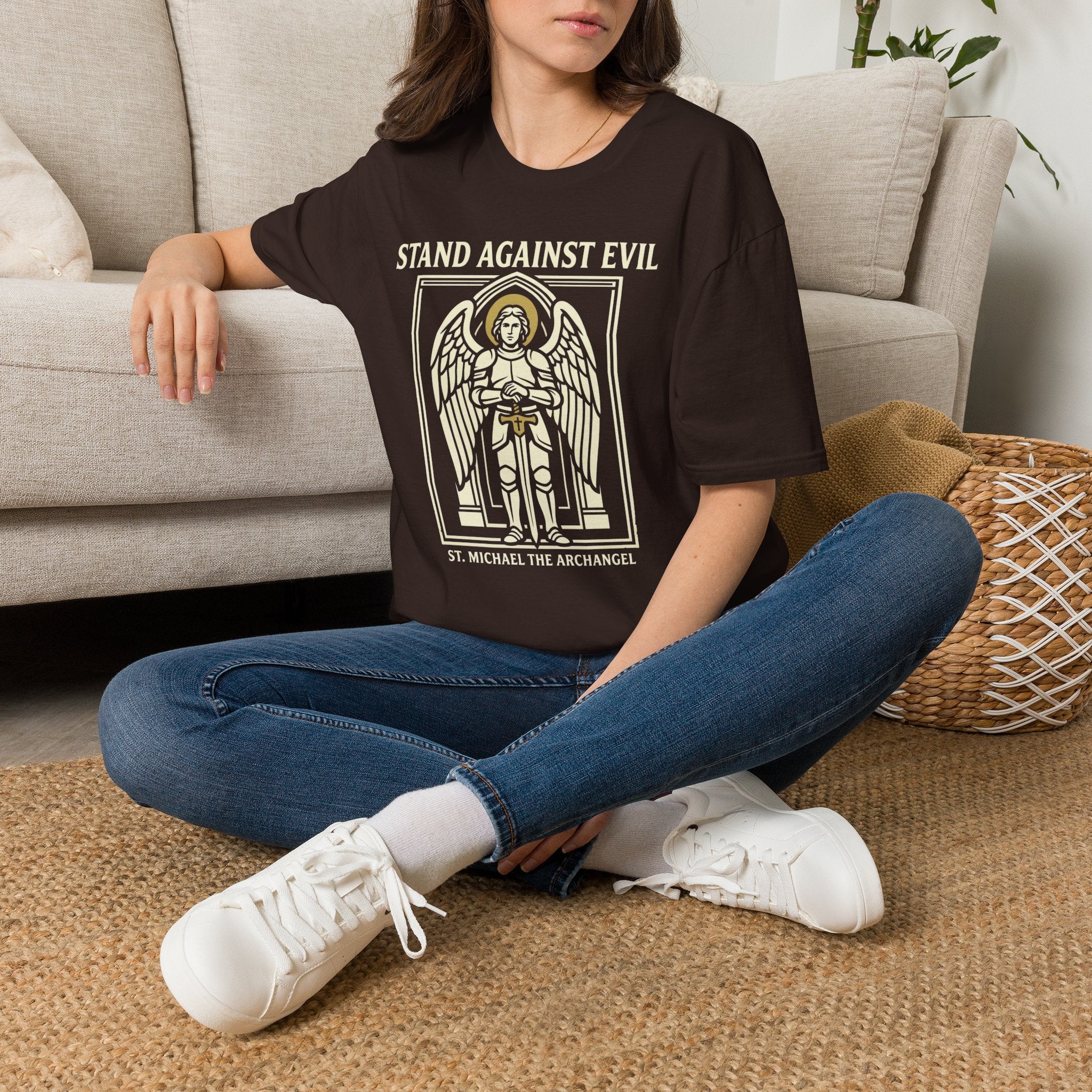 St. Michael Stand Against Evil Gothic Seal T-Shirt