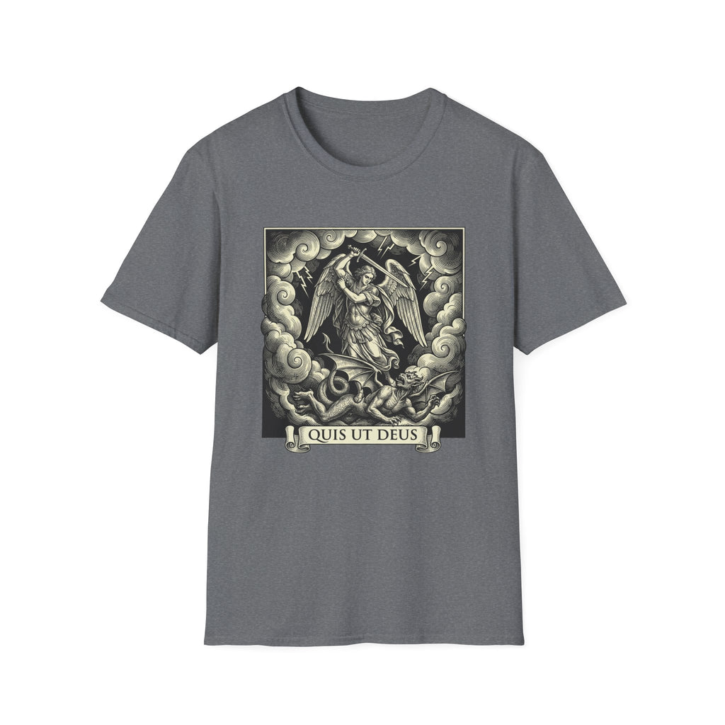 Quis Ut Deus Engraving T-Shirt