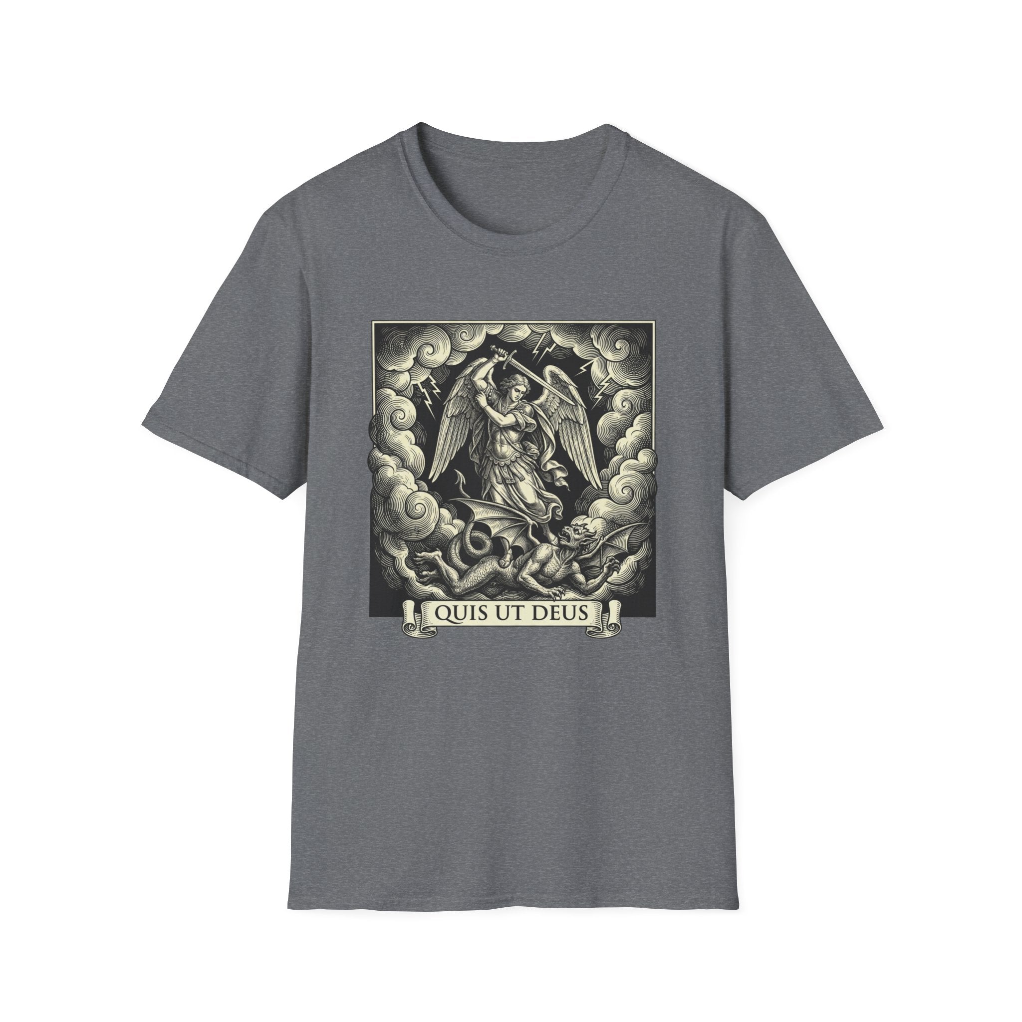 Quis Ut Deus Engraving T-Shirt