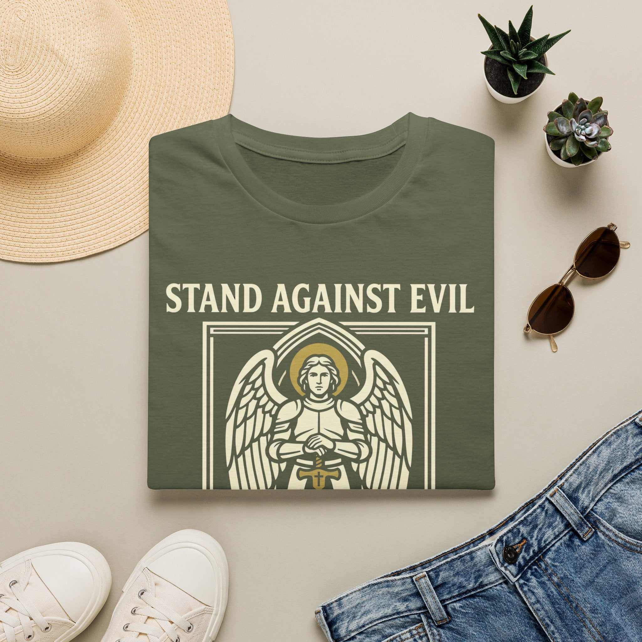 St. Michael Stand Against Evil Gothic Seal T-Shirt