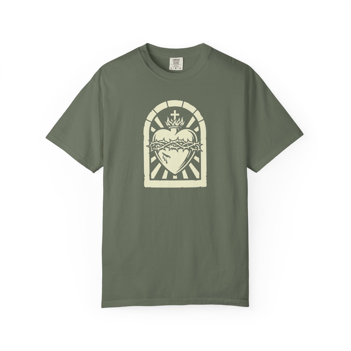 Sacred Heart of Jesus Woodcut Catholic T-Shirt