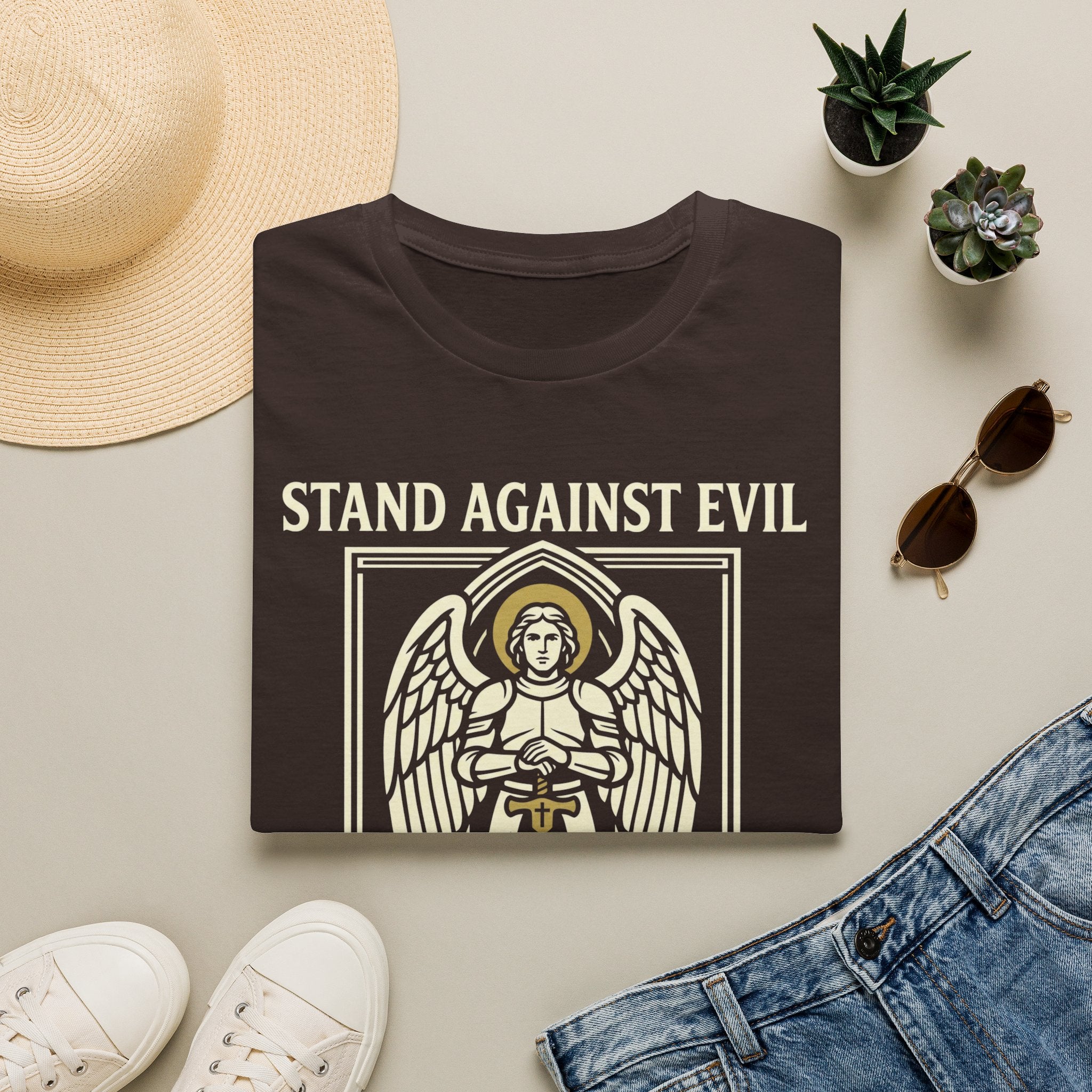 St. Michael Stand Against Evil Gothic Seal T-Shirt